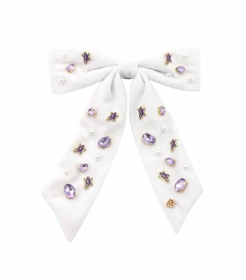 NEW BRIANNA CANNON women's tcu bow barrette in white